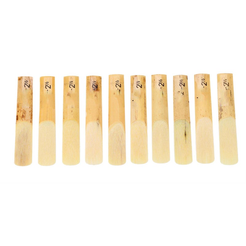 Dilwe 10 Pack of Clarinet Reeds, Plastic B-Flat Strength 2.5 Clarinet Reeds with Plastic Case - Image 1